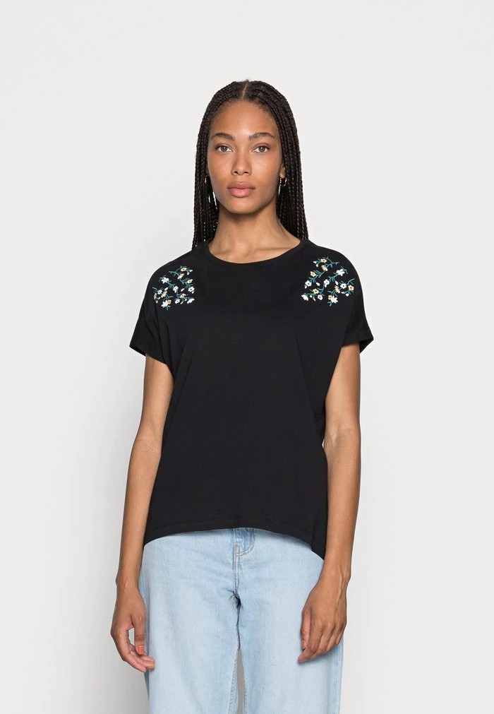 T-Shirt ANNA FIELD Anna Field Mandala Ditsy Flower Shoulder Tee Noir Femme | MRX-6826264